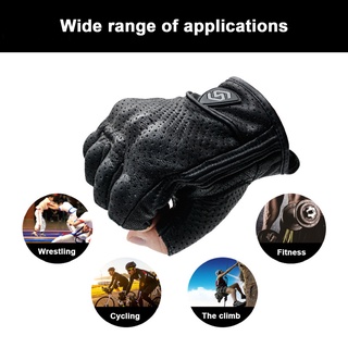 wanmaolian Faux Leather Half Finger Gloves Breathable Faux Leather Motorcycle Cycling Gloves Breathable for Cycling