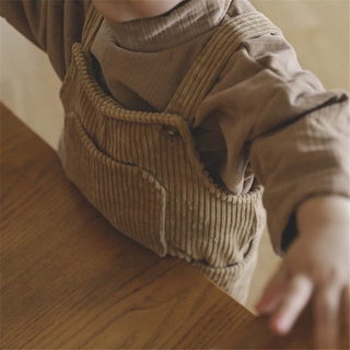 Autumn/Winter Kids Girls and Boys Turtleneck Long Sleeve Shirt + Corduroy Overalls Clothing Set (2)