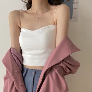 WILD FASHION Women Trending Sexy Stretchable Padded Camisole Tube Crop Top With Strap Bra