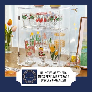 NN 2-Tier Transparent Aesthetic Mugs Glasses Perfume Holder Storage Display Organizer with Ladder