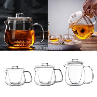 [HOMYL2] 300/450/550ml Glass Teapot Kettle Tea Pot with Removable Tea Strainer Heat-Resist