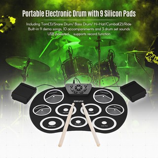 Portable Electronic Drum Set Roll Up Drum Kit 9 Silicon Pads USB Powered (5)