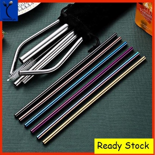 Ready Stock Stainless Steel Metal Drinking Straw Straws Straight Bent Reusable Washable