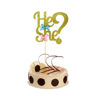 Hot Selling He Or She Gender Reveal Girl Or Boy Cake Topper Party Decoration Cake Card Boy Or Girl Question Mark Card