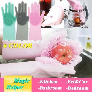 Magic Silicone Rubber Washing Gloves Scrubber Cleaning Brush