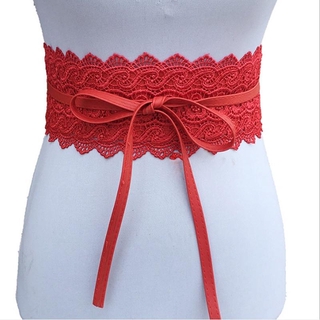 Womens Lace Floral Crochet Self Tie Wrap Around Wide Obi Waist Band Cinch Belt Y