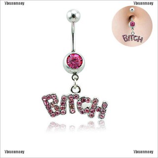 Yixuanmaoy Bitch Sexy Crystal Body Piercing Surgical Button Belly Ring Jewelry Navel Bar HL