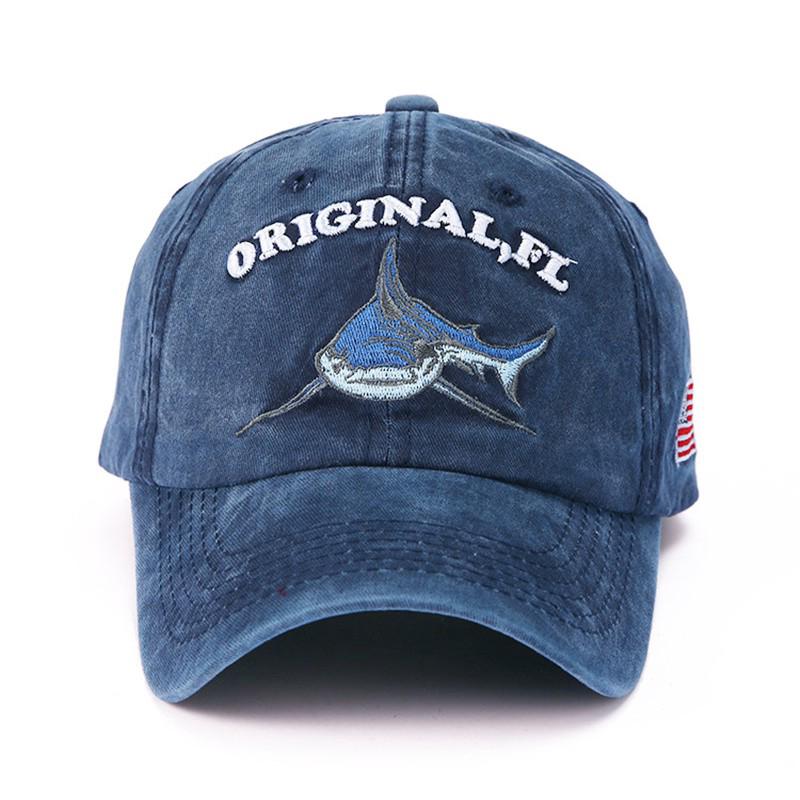 Shark embroidered baseball cap washed cotton men's baseball ladies gorras hat high-quality sunshade wild travel new hot sale hat adjustable size hat