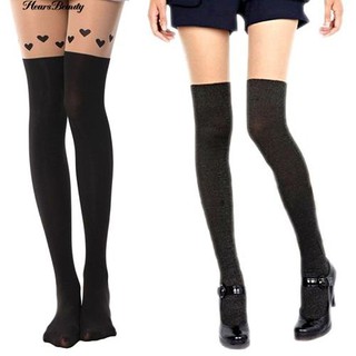 COD!Hearsbeauty Women Girl Tattoo High Knee Socks Stocking Pantyhose Sheer Tights