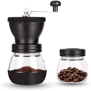 Manual Coffee Bean Grinder, Hand Coffee Mill with 2 Glass Jars