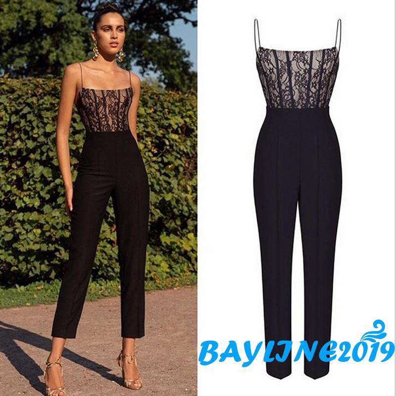 YJ★Womens Casual Lace Sleeveless Tops Jumpsuit Ladies