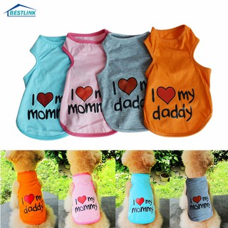 BL Love Mommy & Love Daddy Print Dog Vest Puppy Cat T-Shirt Cute Dogs Clothes For Spring Summer