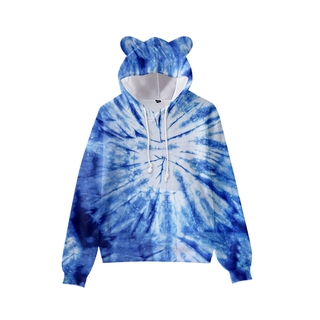 Tie dye 2 cat ear long sleeve boy and girl kid clothes chilren cashmere hot sale casual trendy sweater hoodie