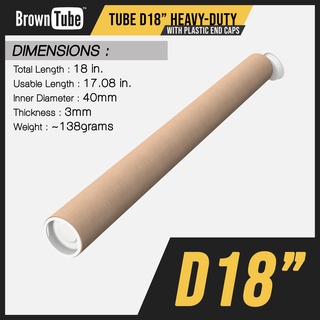 D18 Poster Tube WITH LID - Browntube Mailing Paper TubeD18
