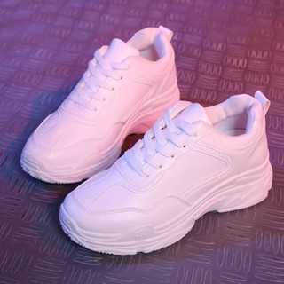 Queen fashion women white leather casual old papa new korean shoes E1gy
