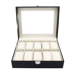 10 Slot Faux Leather Men's Watch Box Organizer Watches Case Jewelry Display Storage Box With Lock