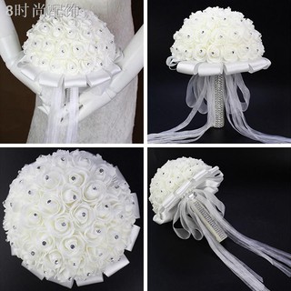 ♛✽♠xieandian Wedding Flowers Ivory Rose Crystal Bouquet, Bride, Bridesmaid, Flower-Girl Wand