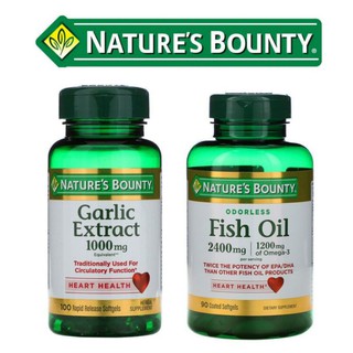 Nature's Bounty, Fish Oil, 2400 mg, 1200 mg, 1000 mg Triple Strength w/ D3, Odorless, Garlic Extract