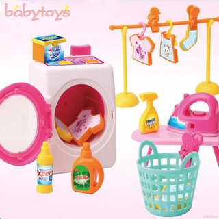 Mini Laundry Washing Machine Pretend Play Toy Set for kids girls (1)
