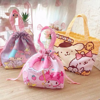 Sumikko Gurashi My Melody Cinnamoroll Drawstring Lunch Bag Casual Canvas Storage Handbag