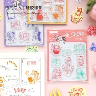 Cute Silicon Stamps Set Lovely Girls Daily Life Design Journal Scrapbooking DIY Craft Decor Stamp (3)