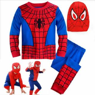 3Pcs Kids Superhero Fancy Dress Spiderman Boys Cosplay Costume Clothes Outfits