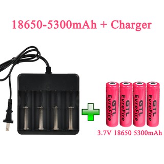 3.7V 5300mAh Li-ion Rechargeable Battery 18650 Rechargeable Battery With Charger