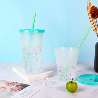 COD Color Changing Confetti Reusable Plastic Tumbler with Lid and Straw Cold Cup, 24 fl oz, Set of 1 or 5 My living