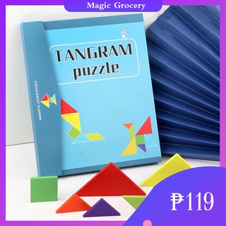 [Spot] Magnetic Wooden Tangram Jigsaw Puzzle Early Educational Toys For Kids