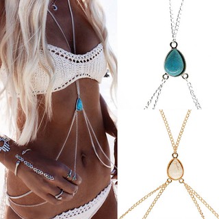 Sexy Women Bikini Beach Turquoise Harnesss Waist Belly Body Chain Jewelry
