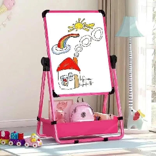Keimav 2 in 1 White Board Black Board (PINK) Children's Drawing Board Double-sided Magnetic Small Bl