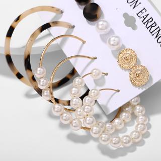 6 Pair/set Fashion Pearl Earrings Set Bohemian Tassel Long Earrings Jewelry Accessories Gift (9)