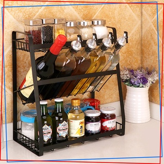 Home Appliances™✶☼Creative Seasoning Rack The Kitchen Shelf Black Three Layers Sauce Bottles Spice R