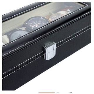Watch Box 6 Grid Leather Display Jewelry Case Organizer (3)