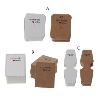 J❥ 100Pcs Handmade Kraft Paper Blank Tags Earrings Necklace Display Cards Package (1)