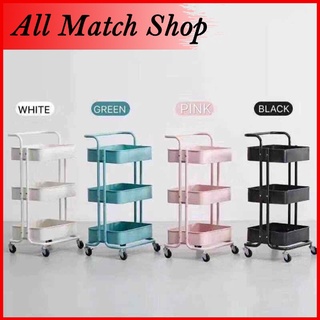 kitchen In stock All Match Shop 3-Tier Kitchen Organizer Trolley Utility Cart ABS Tray and Carbon St