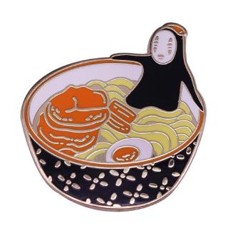Ramen bowl pin Spirited Away no face brooch cute anime badge Japanese food jewelry