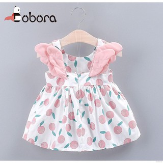 BOBORA Baby Girls Sleeveless Strap Dress With Wings Design Cotton Kids Toddler Sundress (1)