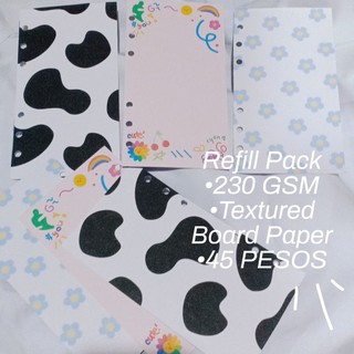 A6/A7 Cow print, Hobicore / Rainbowcore , Flower Pattern Binder Refill / Loose Leaf Pack (6 Sheets)