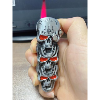 Creative Windproof Lighter Three Ghost Head Butane Gas With A Knife Cigarette Lighter Men'S Smoking