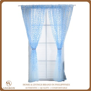 Angbon Willow Voile Tulle Room Window Curtain Sheer Voile Panel Drapes Curtain Living Room Bedroom
