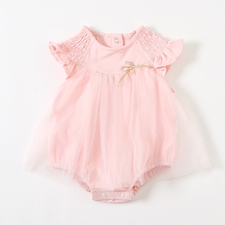 Baby Girl Mesh Princess Romper Dress Newborn Lovely Fly-Sleeve Bow Skirt Infant Summer Cotton Clothes (6)