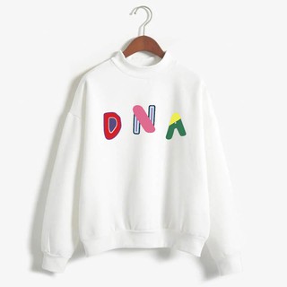 Autumn/winter new candy color couple outfit, color DNA print pattern all-match personalized collar sweater