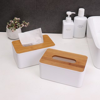 ▥✴【COD】Wood Cover Plastic Tissue Box Holder Kitchen Storage Box Office Home Organizer Mask Tissue Bo