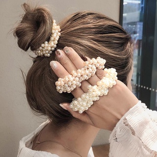Korean Hair Ring Head Rope Imitation Pearls Pure Color Simple Headdress Hair Accessories Women