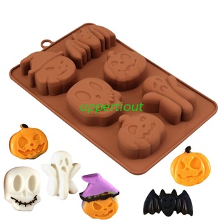 uppertiout Halloween Chocolate Mold Silicone Non-stick Cookie Baking Mould for Candy Fudge Cake Decoration Pumpkin Bat Devil Shape
