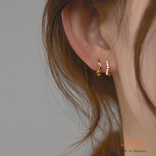 1 Pair 14K Gold-plated Mini Zircon Hoop Earrings Huggie Piercing Earings Cubic Zirconia Cartilage Earring Stud Janeti (3)