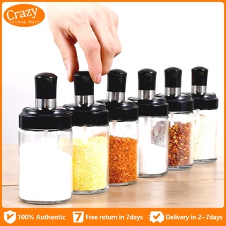 Glass Jar Spice Airtight Containers Condiment Salt Seasoning Storage Bottle Spice Jars Pot With Spoo