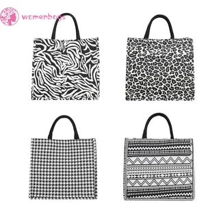 READY❀Retro Women Canvas Printing Shoulder Shopping Bag Casual Large Tote Handbag (3)
