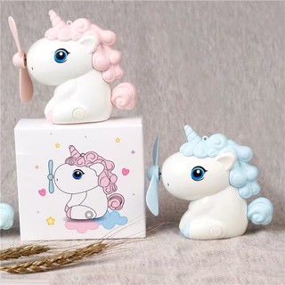 ED shop cute Unicorn Cartoon String Hand Fan Mini Usb Rechargeable desk Fan
